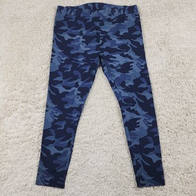 Style & Co Leggings Womens 1X Blue Camo Mid Rise Plus Size Pants Gym Cropped